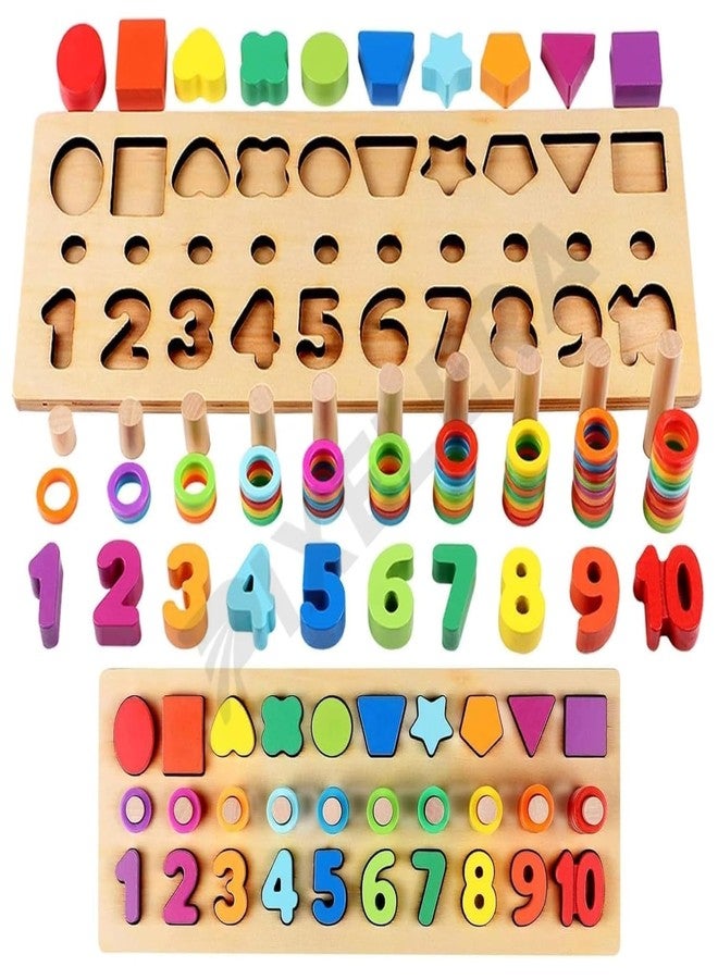 Fun4you-1-10 Counting Board with Shapes & Math Symbols | Educational Wooden Toy for Toddlers & Preschool Kids (2+ Years) Multicoloured - Image 1